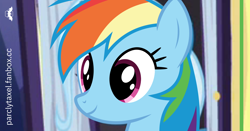 Size: 1200x630 | Tagged: safe, artist:parclytaxel, rainbow dash, pegasus, pony, g4, bust, female, mare, portrait, smiling, solo, wip