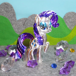 Size: 3174x3174 | Tagged: safe, alternate version, artist:malte279, part of a set, rarity, pony, unicorn, g4, craft, embossing, gem, high res, irl, metal foil, photo