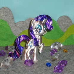 Size: 1024x1024 | Tagged: safe, artist:malte279, part of a set, rarity, pony, unicorn, g4, craft, embossing, gem, irl, metal foil, photo
