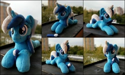 Size: 2000x1200 | Tagged: safe, artist:burgunzik, minuette, pony, g4, irl, lying down, photo, plushie, prone, solo, toothbrush