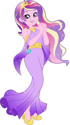 Size: 2520x4500 | Tagged: safe, artist:limedazzle, kotobukiya, princess cadance, equestria girls, g4, clothes, dress, female, grin, high res, looking at you, palindrome get, princess outfit, show accurate, simple background, smiling, smiling at you, solo, transparent background