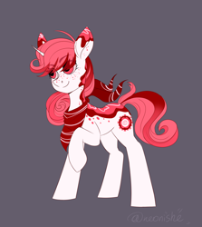 Size: 1488x1665 | Tagged: safe, artist:neonishe, oc, oc only, oc:strawberry swirl, pony, unicorn, horn, simple background, solo, unicorn oc