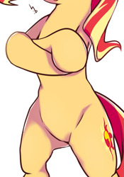 Size: 683x973 | Tagged: safe, artist:haden-2375, edit, sunset shimmer, pony, unicorn, g4, belly, bipedal, crossed hooves, female, mare, pictures of bellies