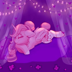 Size: 3000x3000 | Tagged: safe, artist:h0rsefeathers, oc, oc only, pony, bed, high res, lying down, solo