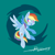 Size: 1224x1224 | Tagged: safe, artist:supermoix, rainbow dash, pegasus, pony, g4, abstract background, cute, dashabetes, featured image, female, flying, lineless, mare, open mouth, signature, simple background, solo, sweet dreams fuel, teal background