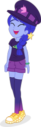 Size: 1454x4434 | Tagged: safe, artist:punzil504, space camp, equestria girls, equestria girls series, five lines you need to stand in, g4, spoiler:eqg series (season 2), clothes, eyes closed, female, hat, high res, open mouth, open smile, shirt, shoes, shorts, simple background, smiling, socks, solo, stockings, t-shirt, thigh highs, transparent background, vector, wristband, zettai ryouiki
