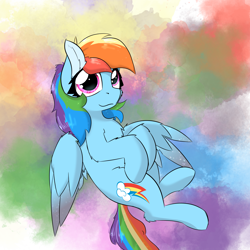 Size: 2362x2362 | Tagged: safe, artist:jubyskylines, rainbow dash, pegasus, pony, g4, chest fluff, cute, dashabetes, female, flying, high res, looking at you, solo, wings