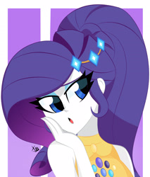 Size: 2300x2700 | Tagged: safe, artist:xan-gelx, rarity, equestria girls, g4, abstract background, ara ara, clothes, digital art, female, high res, solo