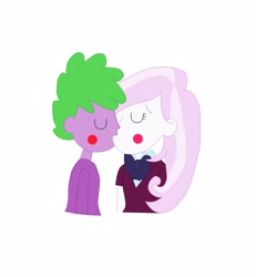 Size: 2250x2434 | Tagged: safe, artist:ulisesramirez132, fleur-de-lis, spike, human, equestria girls, g4, blushing, duo, eyes closed, high res, human spike, kiss on the lips, kissing, ship:fleur-de-spike, shipping, simple background, spike gets all the crystal prep, spike gets all the equestria girls, white background