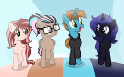 Size: 2223x1400 | Tagged: safe, artist:pizza lord, oc, oc:chaoticboop, oc:drizzle dots, oc:flusk flurry, oc:zozer, all bottled up, g4, base used, best friends until the end of time, editing, parody, trace over