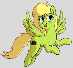 Size: 1344x1262 | Tagged: safe, artist:heretichesh, oc, oc only, oc:thunderstruck, pegasus, pony, blushing, female, mare, simple background, smiling, solo, wings