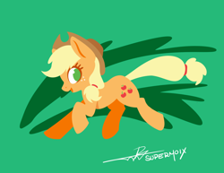 Size: 1584x1224 | Tagged: safe, artist:supermoix, applejack, earth pony, pony, g4, abstract background, cowboy hat, cute, female, hat, jackabetes, lineless, looking at you, mare, no pupils, solo