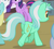 Size: 399x361 | Tagged: safe, screencap, lyra heartstrings, rarity, twilight sparkle, pony, unicorn, g4, simple ways, animation error, background pony, butt, cropped, female, mare, plot, smiling