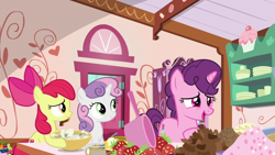 Size: 1920x1080 | Tagged: safe, screencap, apple bloom, sugar belle, sweetie belle, g4, the big mac question