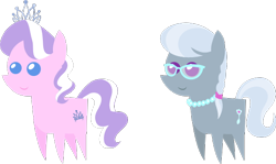 Size: 548x326 | Tagged: safe, artist:zacatron94, diamond tiara, silver spoon, earth pony, pony, g4, cropped, female, filly, glasses, jewelry, necklace, pointy ponies, simple background, tiara, transparent background, vector