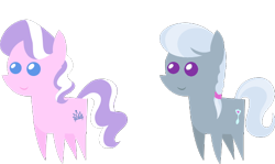 Size: 548x326 | Tagged: safe, artist:zacatron94, edit, editor:slayerbvc, vector edit, diamond tiara, silver spoon, earth pony, pony, g4, accessory-less edit, cropped, female, filly, missing accessory, pointy ponies, simple background, transparent background, vector