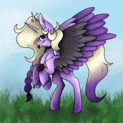 Size: 1080x1080 | Tagged: safe, artist:saladstarry, oc, oc only, oc:star heart, alicorn, pony, :p, alicorn oc, female, grass, horn, jewelry, mare, necklace, outdoors, rearing, solo, tongue out, unshorn fetlocks, wings