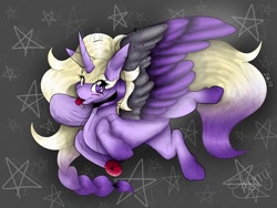 Size: 1080x810 | Tagged: safe, artist:saladstarry, oc, oc only, oc:star heart, alicorn, pony, :p, alicorn oc, choker, female, horn, jewelry, mare, necklace, solo, tongue out, wings