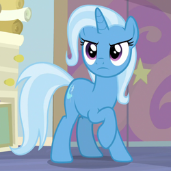 Size: 720x720 | Tagged: safe, screencap, trixie, pony, unicorn, g4, student counsel, angry, cropped, cute, female, madorable, mare, raised hoof, solo