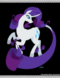 Size: 720x937 | Tagged: safe, artist:texasuberalles, rarity, classical unicorn, pony, unicorn, g4, beard, black background, cloven hooves, curved horn, facial hair, female, horn, leonine tail, lineless, mare, simple background, solo, unshorn fetlocks