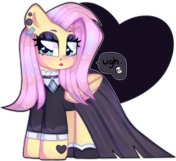 Size: 3292x3000 | Tagged: safe, artist:bunxl, fluttershy, pegasus, pony, g4, blushing, cute, dialogue, digital art, ethereal mane, female, fluttergoth, heart, heart eyes, high res, mare, shyabetes, simple background, solo, sparkly mane, speech bubble, starry mane, transparent background, wingding eyes