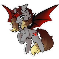 Size: 1000x1000 | Tagged: safe, artist:demon ascended, oc, oc only, oc:ash, bat pony, pony, bat pony oc, bat wings, cutie mark, digital art, fangs, flying, horn, simple background, solo, spread wings, tail, transparent background, wings