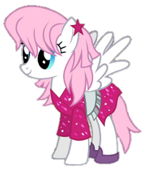 Size: 274x318 | Tagged: safe, artist:deepestclover80, edit, edited screencap, gameloft, screencap, gem glitter, pegasus, pony, g4, scare master, background removed, blue eyes, clothes, costume, dress, female, glitter pony, jem, jem and the holograms, mare, not a vector, outfit, pink mane, simple background, solo, transparent background, white coat