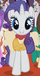 Size: 862x1631 | Tagged: safe, screencap, fine line, maxie, rarity, pony, unicorn, g4, sweet and elite, charm, clothes, cropped, dress, female, frilly dress, mare, solo focus