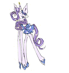Size: 500x533 | Tagged: safe, artist:russianvore, rarity, pony, g4, concave belly, female, g5 concept leaks, hair over one eye, long legs, rarity (g5 concept leak), redesign, simple background, solo, sparkles, transparent background
