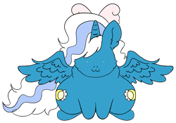 Size: 1839x1284 | Tagged: safe, artist:lopunne, oc, oc:fleurbelle, alicorn, pony, :3, alicorn oc, bow, chonk, ear fluff, female, hair bow, horn, mare, simple background, transparent background, wings