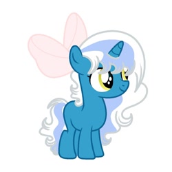 Size: 1024x1024 | Tagged: safe, artist:riofluttershy, oc, oc:fleurbelle, alicorn, pony, unicorn, adorabelle, alicorn oc, bow, cute, female, filly, hair bow, horn, mare, smiling, wings, yellow eyes