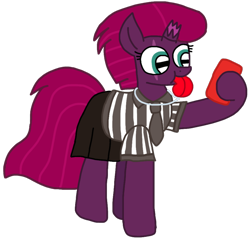 Size: 986x943 | Tagged: safe, artist:徐詩珮, fizzlepop berrytwist, tempest shadow, pony, series:sprglitemplight diary, series:sprglitemplight life jacket days, series:springshadowdrops diary, series:springshadowdrops life jacket days, g4, american football, blowing whistle, clothes, cute, foul, penalty, puffy cheeks, red card, referee, referee shirt, request, simple background, skirt, solo, sports, spring rain's lifeguard whistle, super bowl, super bowl lv, tempestbetes, that pony sure does love whistles, transparent background, whistle, whistle necklace