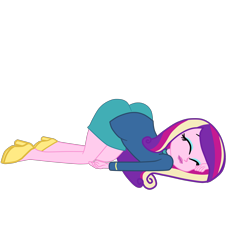 Size: 2952x2952 | Tagged: safe, artist:gmaplay, dean cadance, princess cadance, equestria girls, g4, ass, butt, eyes closed, face down ass up, high res, lovebutt, simple background, sleeping, solo, transparent background