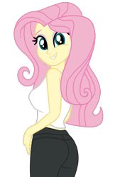 Size: 1015x1438 | Tagged: safe, artist:gmaplay, fluttershy, equestria girls, g4, ass, butt, flutterbutt, looking at you, simple background, solo, transparent background