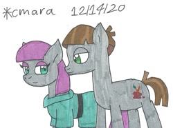 Size: 1009x750 | Tagged: safe, artist:cmara, maud pie, mudbriar, earth pony, pony, g4, bedroom eyes, belt, clothes, dress, eyeshadow, female, makeup, male, mare, ship:maudbriar, shipping, simple background, stallion, straight, traditional art, white background