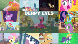 Size: 1986x1119 | Tagged: safe, edit, edited screencap, editor:quoterific, screencap, apple bloom, applejack, babs seed, cheerilee, fluttershy, pinkie pie, rainbow dash, rarity, scootaloo, shining armor, spike, sweetie belle, twilight sparkle, alicorn, pony, a canterlot wedding, applebuck season, castle mane-ia, fall weather friends, filli vanilli, g4, green isn't your color, just for sidekicks, one bad apple, secret of my excess, simple ways, the beginning of the end, the cutie pox, the return of harmony, apple, banana, carrot, castle of the royal pony sisters, compilation, cutie mark crusaders, cutie pox, derp, food, golden oaks library, grapes, mane seven, mane six, rarihick, tail, tail hole, tongue out, twilight sparkle (alicorn)