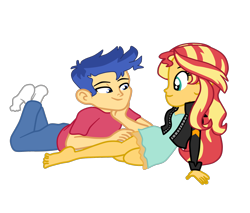 Size: 1822x1552 | Tagged: safe, artist:gmaplay, flash sentry, sunset shimmer, equestria girls, g4, barefoot, feet, female, male, ship:flashimmer, shipping, simple background, straight, transparent background