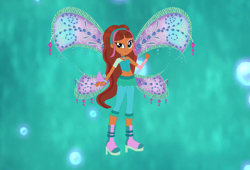 Size: 1066x727 | Tagged: safe, artist:selenaede, artist:user15432, fairy, human, equestria girls, g4, aisha, barely eqg related, base used, believix, boots, clothes, crossover, equestria girls style, equestria girls-ified, fairy wings, fingerless gloves, gloves, green wings, headband, high heel boots, high heels, jewelry, layla, necklace, rainbow s.r.l, shoes, solo, wings, winx club
