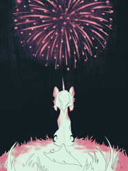 Size: 2048x2732 | Tagged: safe, artist:slowpoke, oc, oc only, oc:moondrop, pony, unicorn, fireworks, high res, limited palette, looking away, sitting, sketch, solo