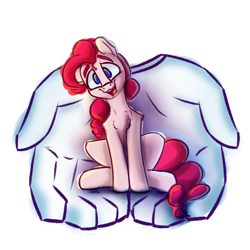 Size: 3000x3000 | Tagged: safe, artist:packy paca, pinkie pie, earth pony, pony, g4, hand, high res, in goliath's palm, looking at you, simple background, smiling, solo, transparent background