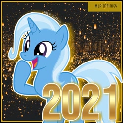 Size: 720x720 | Tagged: safe, trixie, pony, unicorn, g4, 2021, happy new year, holiday, new year, open mouth, surprised