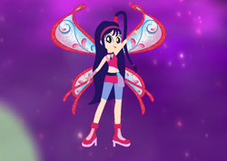 Size: 986x698 | Tagged: safe, artist:selenaede, artist:user15432, fairy, human, equestria girls, g4, barely eqg related, base used, believix, boots, clothes, crossover, equestria girls style, equestria girls-ified, fairy wings, fingerless gloves, gloves, headband, high heel boots, high heels, musa, pink shoes, pink wings, rainbow s.r.l, shoes, solo, wings, winx club
