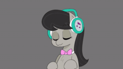 Size: 600x338 | Tagged: safe, artist:another_pony, octavia melody, pony, g4, animated, closed, eye, eyes, eyes closed, gif, headbob, headphones, implied vinyl scratch, party soft, solo, vibing