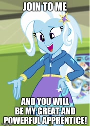 Size: 430x600 | Tagged: safe, edit, edited screencap, screencap, trixie, equestria girls, equestria girls specials, g4, my little pony equestria girls: better together, my little pony equestria girls: forgotten friendship, caption, hand on hip, image macro, text