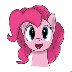 Size: 2000x2000 | Tagged: safe, artist:byteslice, pinkie pie, pony, g4, bust, female, front view, high res, looking at you, mare, open mouth, portrait, simple background, smiling, solo, white background