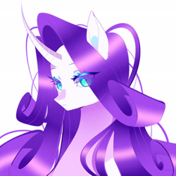 Size: 2157x2156 | Tagged: safe, artist:clefficia, rarity, pony, unicorn, g4, bust, curved horn, female, high res, horn, mare, portrait, simple background, solo, white background
