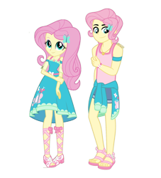 Size: 1316x1448 | Tagged: safe, artist:orin331, edit, fluttershy, equestria girls, equestria girls series, g4, ankles, bracelet, butterscotch, clothes, crossed arms, cute, cutie mark, cutie mark on clothes, denim shorts, equestria guys, feet, female, femboy, geode of fauna, jewelry, magical geodes, male, r63 paradox, rule 63, sandals, self paradox, shoes, shorts, simple background, smiling, tank top, transparent background