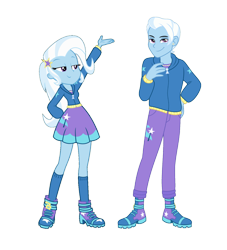 Size: 1316x1448 | Tagged: safe, artist:limedazzle, edit, trixie, equestria girls, g4, my little pony equestria girls: better together, clothes, cutie mark, cutie mark on clothes, equestria guys, female, handsome, male, pants, r63 paradox, rule 63, shoes, show accurate, simple background, skirt, transparent background, tristan