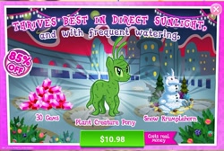 Size: 1042x701 | Tagged: safe, gameloft, screencap, plant pony, g4, advertisement, costs real money, gem, i can't believe it's not badumsquish, introduction card, krumplehorn, plant, plant creature pony, sale, snow krumplehorn