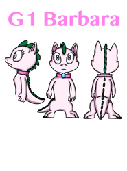 Size: 2108x2845 | Tagged: safe, artist:chiptunebrony, spike (g1), dragon, g1, barb, female, high res, reference sheet, rule 63, simple background, style emulation, white background
